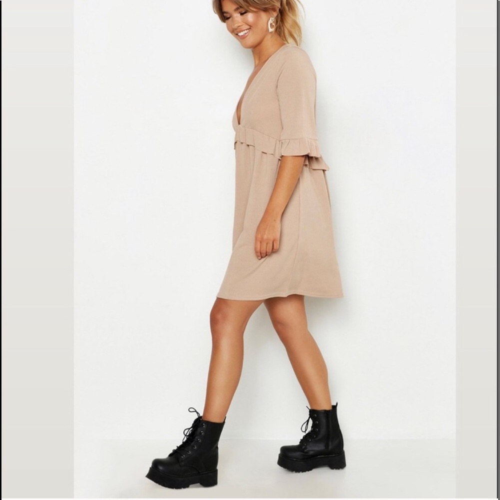 TAN RUFFLED DRESS